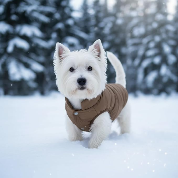 ASENKU Dog Winter Coat - Waterproof Windproof Dog Jacket, Warm Snowproof Doggie Puffer Vest for Cold Weather, Lightweight Snow Coats for Small Medium Large Dogs (XL, Coffee)