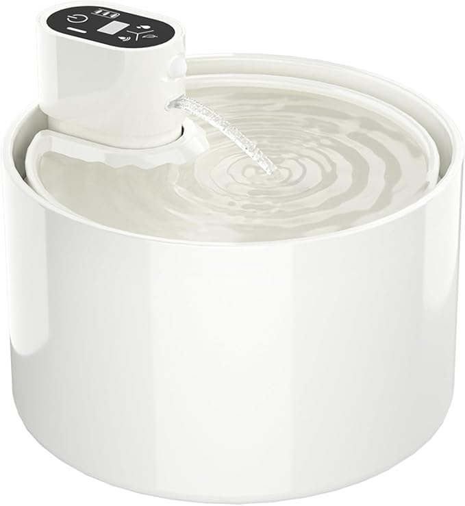 Ceramic Cat Water Fountain,Ceramic Water Fountain for Cats Cordless Automatic with Ultra-Quiet Pump and 4 Filter for Cats, Dogs, Multiple Pets