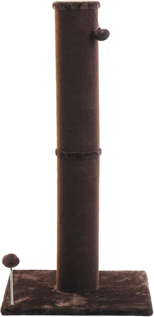 Cat Craft Cat Scratching Post Carpet Scratching Post 40" for Indoor Cats, Tall Scratch Post, Carpet Cat Scratcher with Replaceable Toys, Sturdy Base, Large, Brown