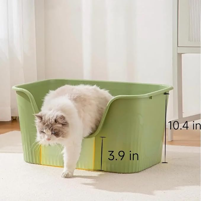 SpaceTime Large Cat Litter Box with High Sides,Cat Boxes for Indoor Cats,Cat Litter Pan for Kitty,Litter Box with Low Entry,Easy to Clean,Anti-Splashing (Yellow)