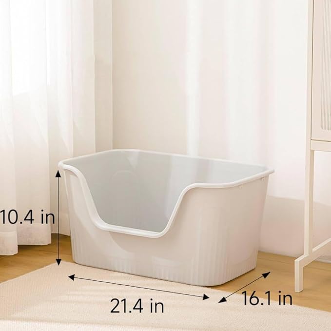 SpaceTime Large Cat Litter Box with High Sides,Cat Boxes for Indoor Cats,Cat Litter Pan for Kitty,Litter Box with Low Entry,Easy to Clean,Anti-Splashing (Yellow)