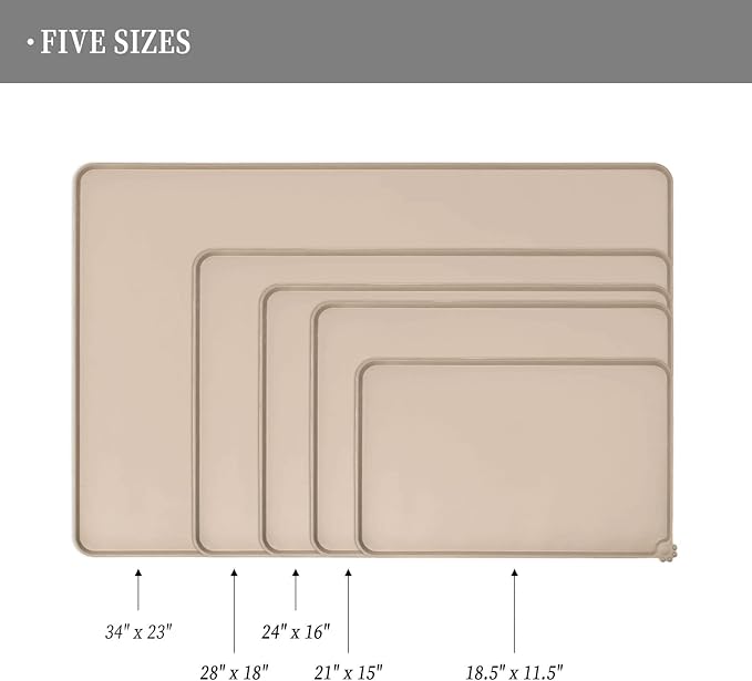 Waterproof Pet Feeding Mat with High Raised Edges, Heavier and Thicker Placemats for Cat Dog Water Bowl with BPA Free, Dogs Cats Food Mats for Messy Drinkers to Prevent Spill and Protect Floors