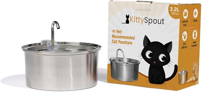 2.0 Large Capacity Stainless Steel Cat Water Fountain – 4L/135oz Indoor Automatic Pet Water Fountain for Cats, Ultra-Quiet Pump, Water Level Indicator, Multi Cat Metal Water Dispenser Bowl