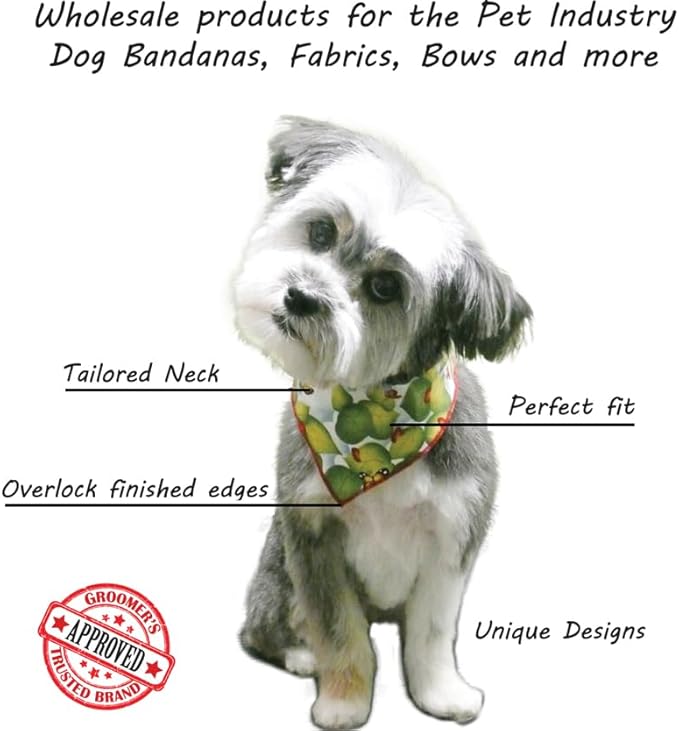 60 Assorted Paws and Bones Tieback Dog Grooming Bandanas/Groomers Bulk Package