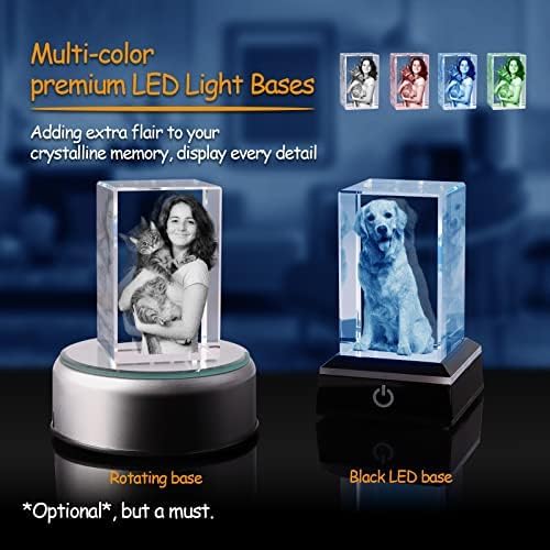 3D Crystal Photo, Personalized Dog, Cat Memorial Gifts for Pet Owners. Gift Box Included, Customized Laser Etched Crystal Photo (Small Portrait)