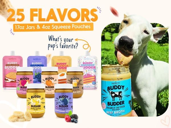 BUDDY BUDDER Beef Broth, 100% Natural Dog Peanut Butter, Peanut Butter Treat, Made in USA (17oz)