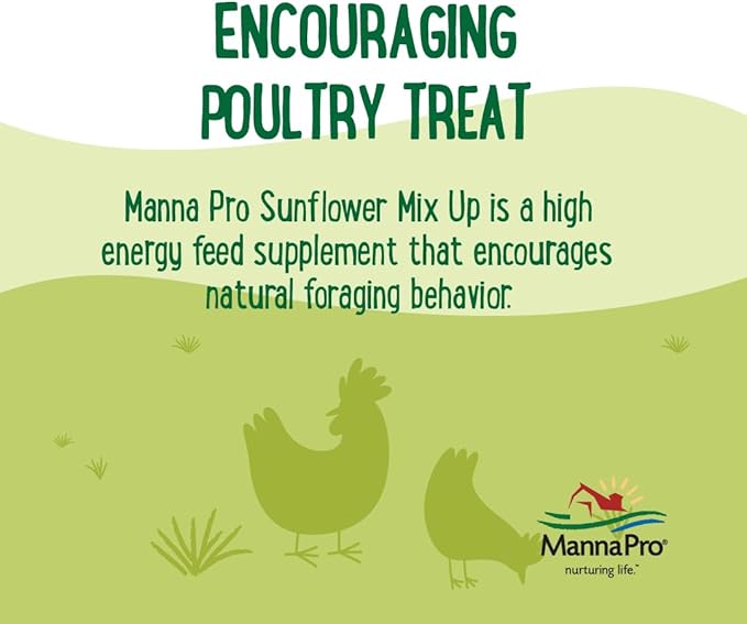 Manna Pro Farmhouse Favorites – Sunflower Mix Up – Premium Grains for Poultry – Made with Non-GMO Purple Corn – High Energy Poultry Feed Supplement – 10lb Bag