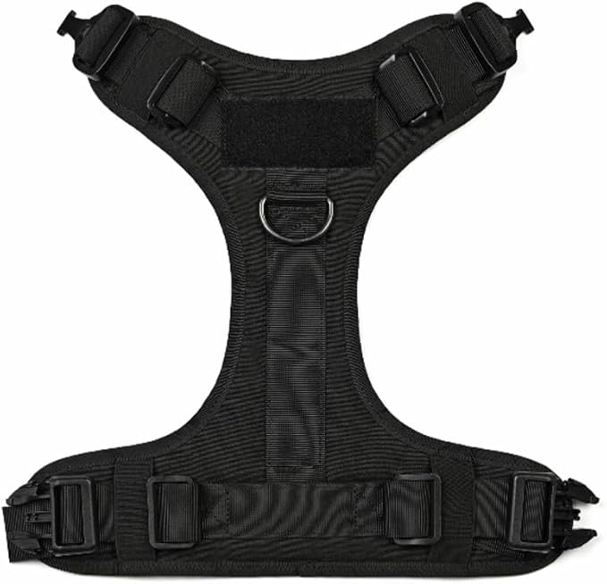 Tactical Dog Harness with Handle Collar and Leash Set Dog Vest Harness No Pull Dog Harness with Patches Adjustable Buckles for Dogs (Black, Medium)