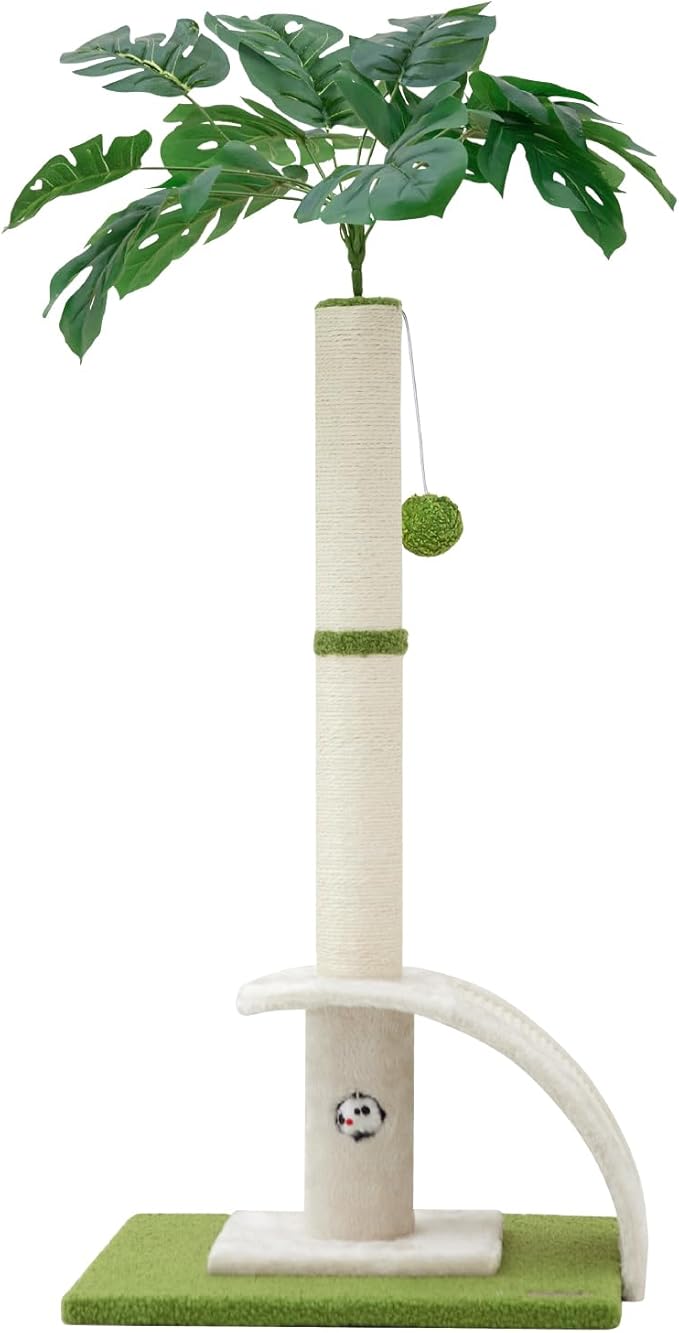 Cat Scratching Post, 35" Tall Cat Scratcher Kitten Scratch Post with Sisal Rope for Indoor Cats Claw Scratcher, Cat Tree with Dangling Ball for Kitties and Cats