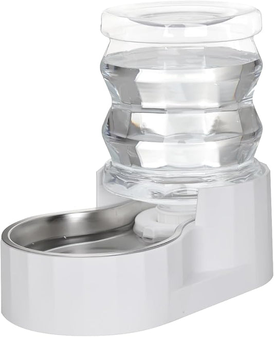 RIZZARI Pet Water Bowl Dispenser: 4L Automatic Stainless Steel Gravity Feeder - Large Capacity for 8-20 LB Cats and Dogs with Joint Spine Pain - for Kitchen Bedroom