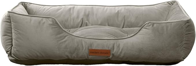 Modern Threads Luxury Dog Bed - Comfortable Tufted Velvet Cushion for Small to Large Dogs - Machine Washable - Durable & Cute Sleep Space for Pets - Pamper Your Pet with Cozy Beds - Light Grey