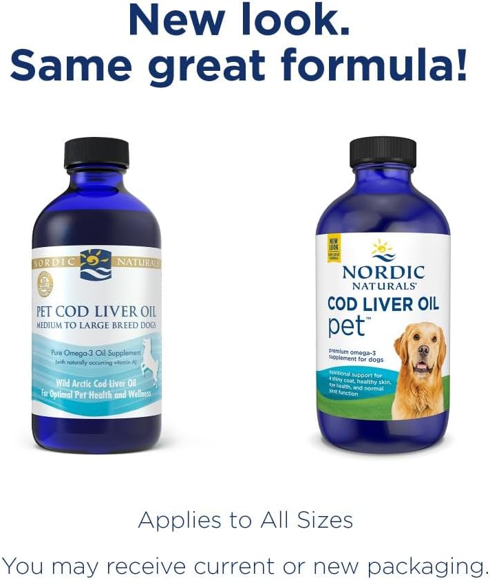 Nordic Naturals Pet Cod Liver Oil, Unflavored - 8 oz - 1048 mg Omega-3 Per Teaspoon - Fish Oil for Dogs with EPA & DHA - Promotes Skin, Coat, & Immune Health
