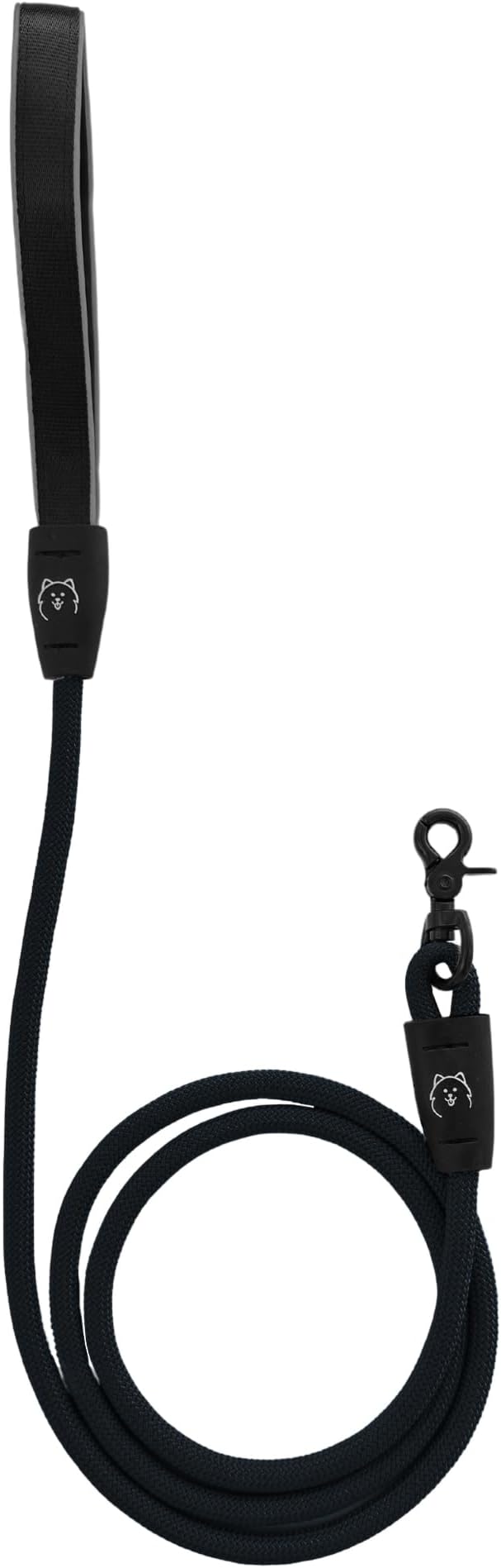 ShawnCo Basecamp Rope Dog Leash- Premium, Durable Pet Leash with Soft Neoprene Padded, Reflective Handle for Small, Medium and Large Dogs (Midnight, 6 Feet)