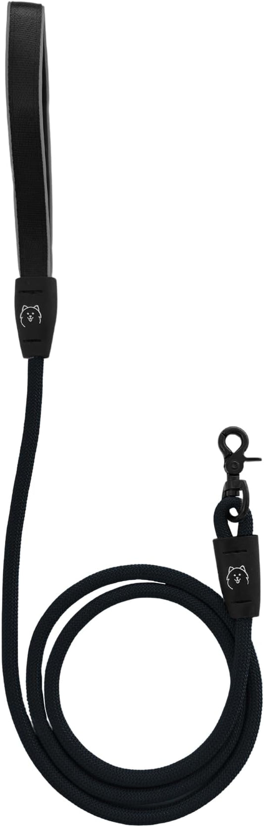 ShawnCo Basecamp Rope Dog Leash- Premium, Durable Pet Leash with Soft Neoprene Padded, Reflective Handle for Small, Medium and Large Dogs (Midnight, 6 Feet)