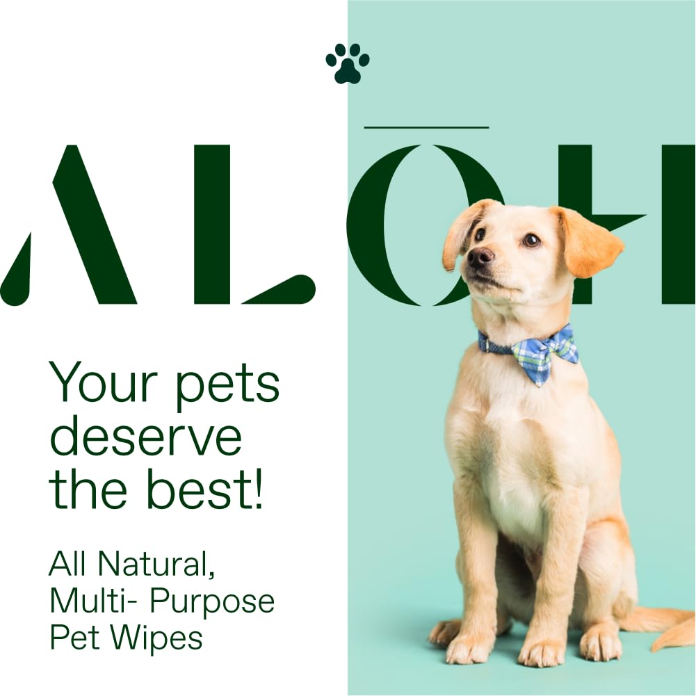 ALŌH Hypoallergenic | All-Natural | Multi-Purpose Pet Wipes, Unscented 50ct Wipes | 3 Pack of 50ct Wipes (150 Wipes)
