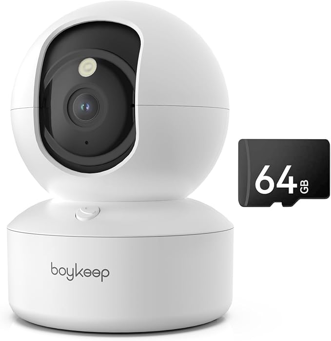 BoyKeep Indoor Camera - 2K Pet Camera 5G/2.4GHz WiFi for Baby Monitor with Phone App, 360° Pan & Tilt, 2-Way Audio, Night Vision, with 64G TF Card, K30