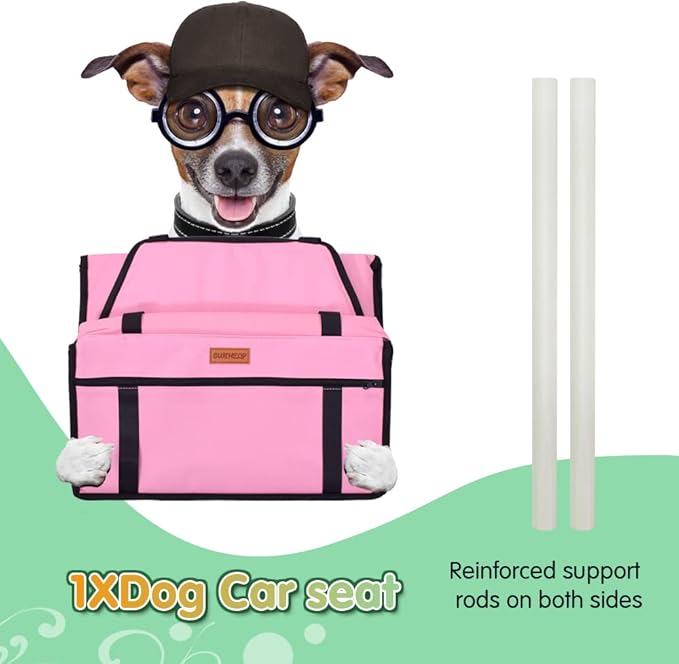 SWIHELP Pet Car Booster Seat Travel Carrier Cage, Oxford Breathable Folding Soft Washable Travel Bags for Dogs Cats or Other Small Pet