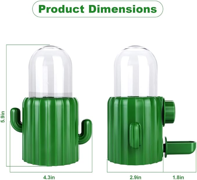 Automatic Bird Cage Water Dispenser - Cactus No-Spill Feeder for Parakeet, Cockatiel, Budgie & Small Birds