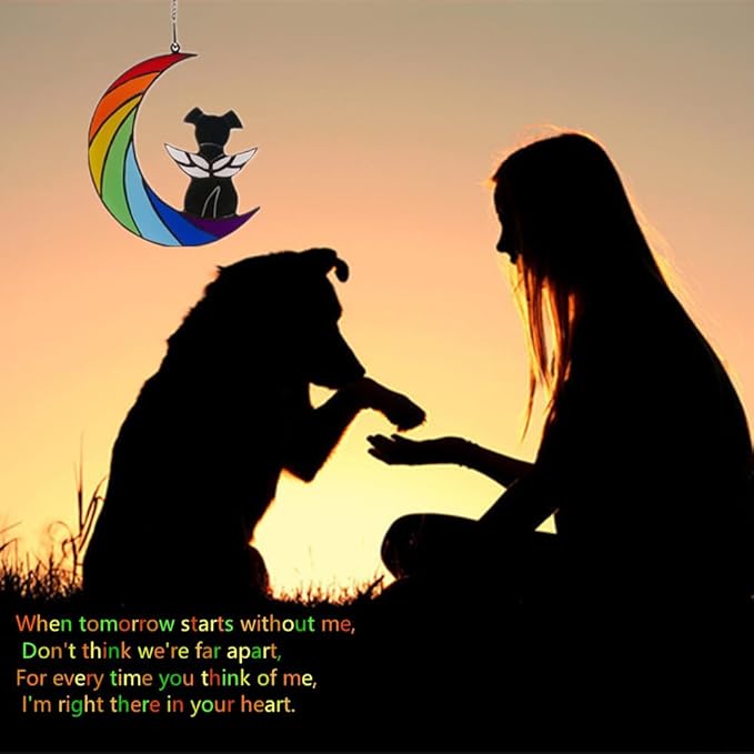 Dog Memorial Gifts, Death Sympathy Gift for Loss of Dogs, Rainbow Bridge Pet Passing Away Pet Memorial Sun Catcher Gifts