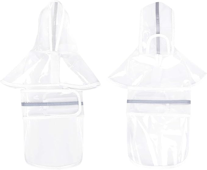 HDE Dog Raincoat Jacket Reflective Adjustable Hooded Pet Poncho Rain Coat with Leash Hole for Small to X-Large Dogs Clear - M