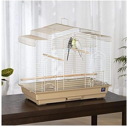 Global Greatness Bird Cage with Spacious Interior, Durable Metal Construction, Elegant Design, and Functional Features for Birds Brown