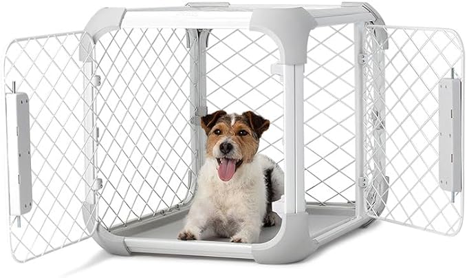DIGGS Evolv Dog Crate - Slim, Durable Dog Kennel with Removable Ceiling Panel and Modular Design - Safe, Stylish, and Convenient (Ash, Small)