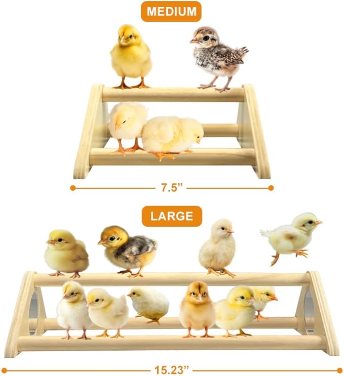 Chicken Toys, Roosting Bars for Chicks in Coop and Brooder, Wooden Chicken Perch, Coop Accessories for Large Bird, Baby Chicks, Parrot, 2 Pack