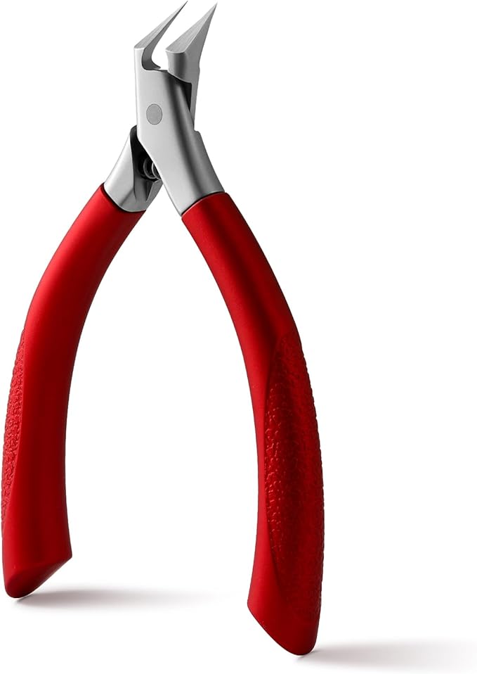FVION Toenail Clippers for Ingrown Toenail, Straight Nail Clippers for Ingrown Toenails, Professional Ingrown Toenail Treatment for Adults, Seniors, Men and Women (Red)