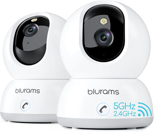 blurams 2K Indoor Camera, Cameras for Home Security with One-Touch Call, Home Camera w/Color Night Vision, Motion Tracking, Cloud & SD Card Storage (2Pack)