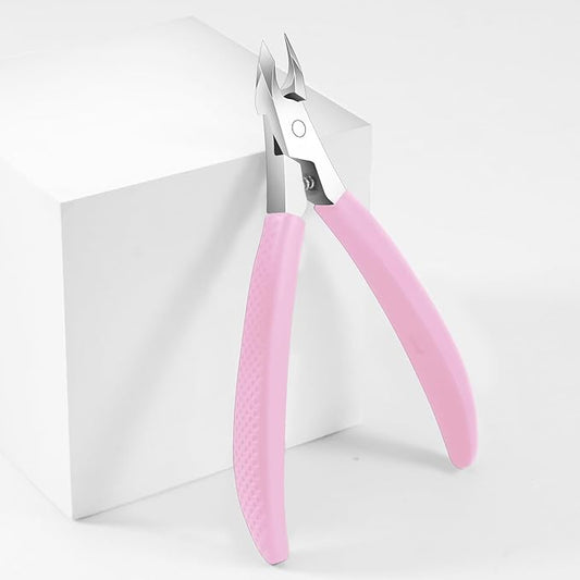 Cuticle Trimmer - Jaw Extremely Sharp - Cuticle Clippers for Nails with Silicone handle - Non-Slip - Professional Cuticle Cutter, Dead Skin Remover Stainless Cuticle Remover Tool-Pink