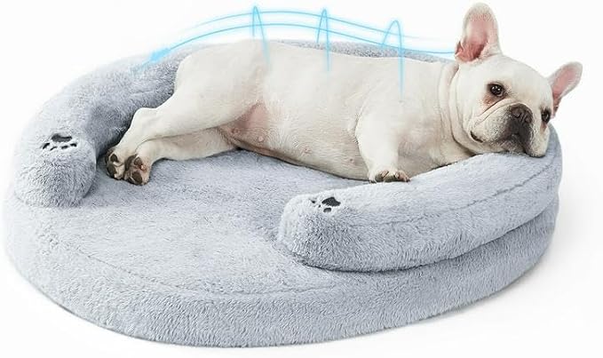 BurgeonNest Orthopedic Dog Bed for Small Dogs, Waterproof Soft Pet Cat Puppy Couch Bolster Bed with Pillow, Removable Washable Cover, Non-Slip Bottom, Egg-Crate Foam, Grey