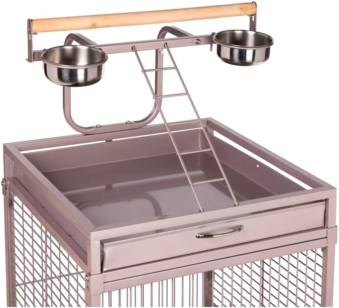 Retro Renaissance Iron Select Bird Cage with Elegant Design, Durable Construction, Easy-Clean Tray Blush
