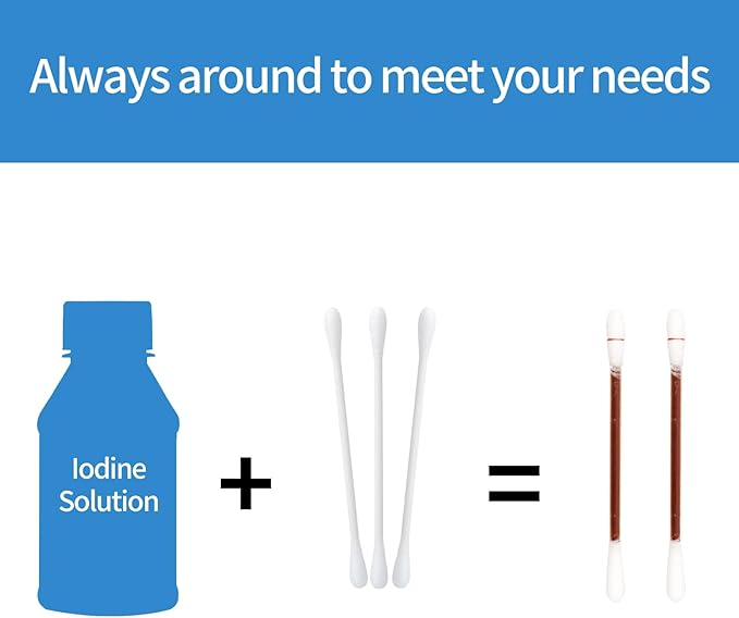 Svaha Povidone Iodine Swabsticks 50/Box - Iodine Swabs with Snap-Release Solution, Individually Wrapped for Wound Care & First Aid Kits