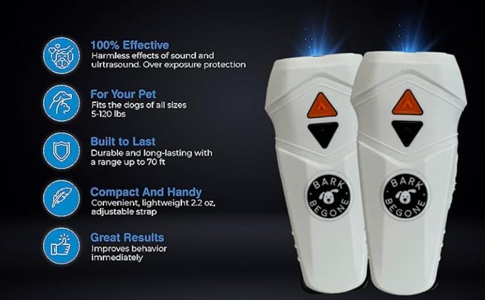 Ultrasonic Dog Bark Deterrent & Behavior Corrector - Stop Barking, Jumping, Aggression Without Yelling - Just Point & Press! Backed by Kevin Harrington from Shark Tank (White Rechargeable)