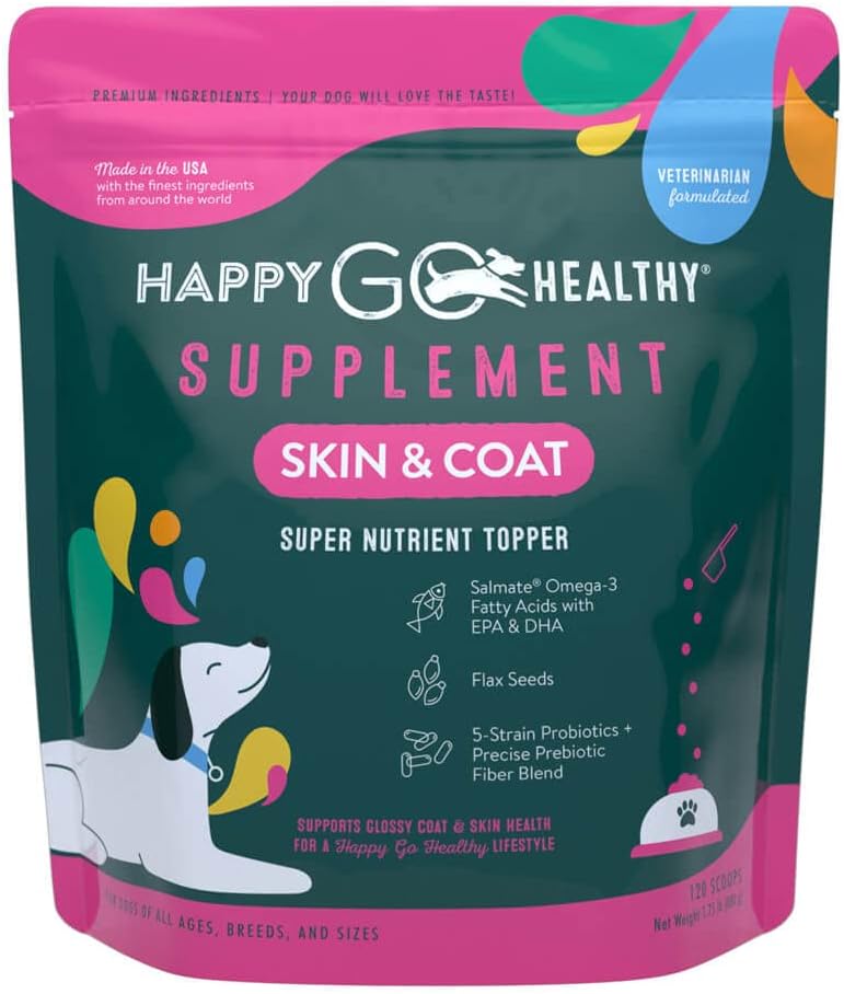 Skin & Coat Supplements for Dogs | Probiotic & Prebiotic Benefits with Wild Salmon Omega 3s to Help Your Dog Shine from The Inside Out | All Breeds, Ages and Sizes | 120 Count