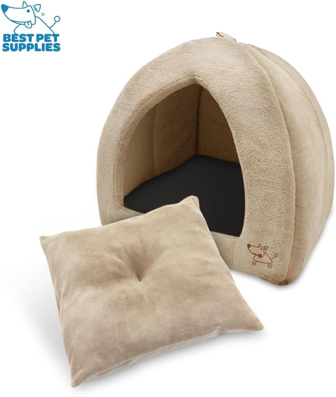Pet Tent-Soft Bed for Dog and Cat by Best Pet Supplies - Tan, 18" x 18" x H:16"