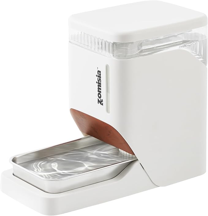 Automatic Cat and Dog Water Dispenser 6L with Stainless Steel Bowl, Gravity Water Bowl for Dogs Cats, 1.6 Gallon Pet Waterer 100% BPA Free, White