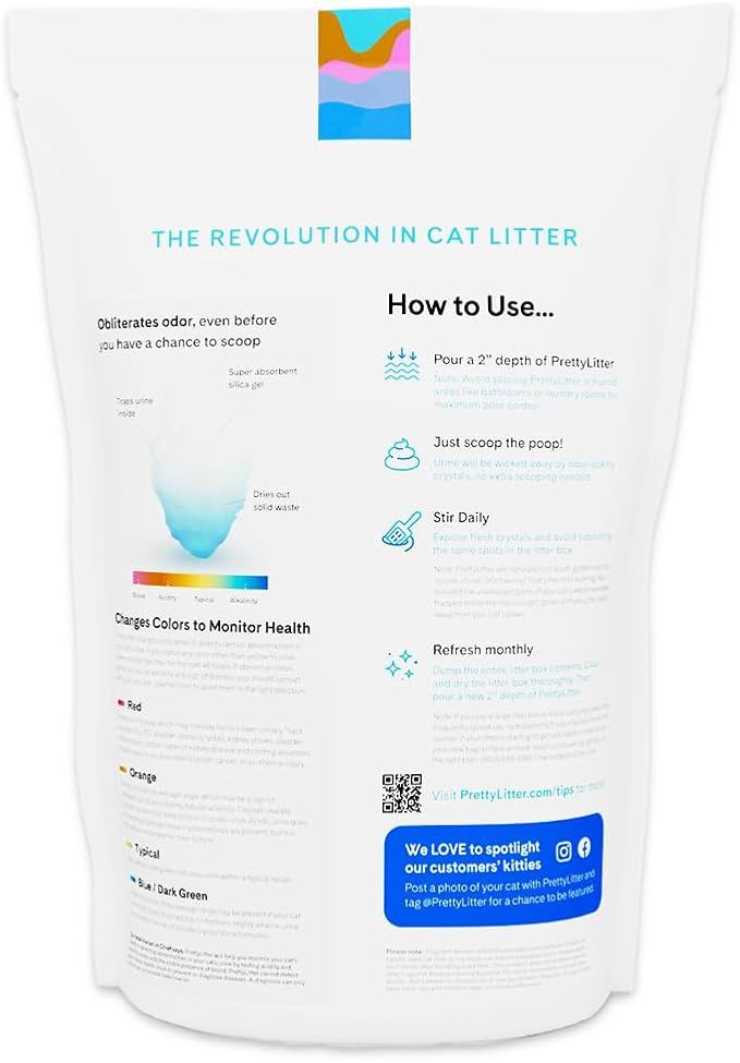 PrettyLitter Health Monitoring Cat Litter, Scented Lotus Flower, Non-Clumping Crystal Litter, 6 lbs (Pack of 2)