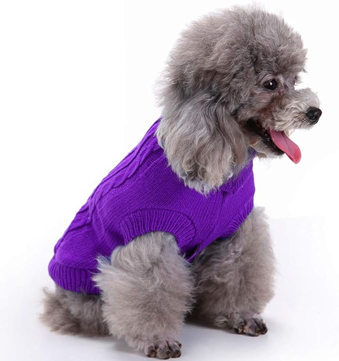 Dog Sweater, Warm & Comfortable Winter Turtleneck Pullover, XX-Large, Purple, Acrylic, Machine Washable, Striped, Christmas, Dog, Cat, Unisex, 28-40 lbs, Large Breeds