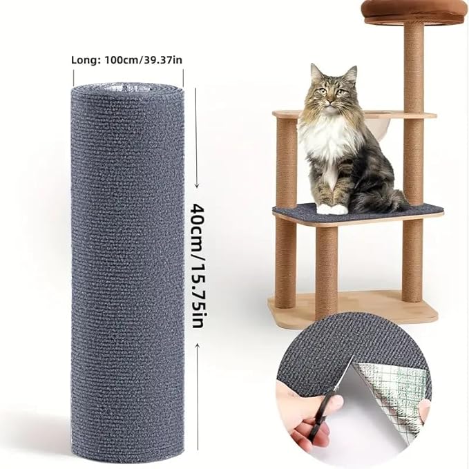 Cat Scratch Furniture Protector, Couch Cat Scratcher Mat - Wall Sticky Scratch Play Mat (Grey, 78.7"x15.8")