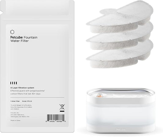 Petcube Water Fountain Replacement Filters, 3 Pack for Ceramic and Stainless Steel Pet Water Fountain
