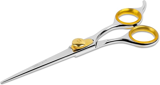 Sharf Gold Touch Pet Grooming Shear | Straight Cat & Dog Grooming Scissors | 6.5 Inch | 440c Japanese Stainless Steel Pet Dog Shearing Scissors | Animal Shears with Removable Comfort Rings