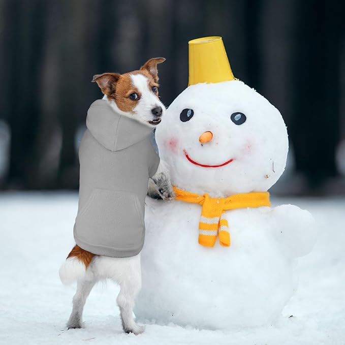 Dog Sweaters for Small Dogs,Dog Hoodies,Warm Fleece Sweatshirt with Hood & Pocket,Leash Hole,Cozy Cold Weather Puppy Clothes Pet Sweater for Small Dogs(Grey,S)