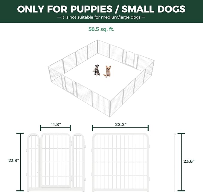 FXW Homeplus Unleashed Indoor Dog Playpen - Stress-Free and Safe Play, Heavy Duty 24 Inch 16 Panels Dog Pen for Puppy and Small Dogs, White│Patented