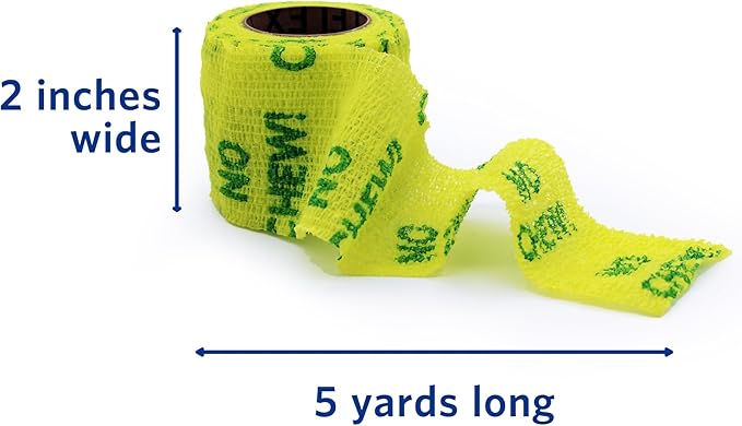 PetFlex No Chew – Flexible Self-Adhering Elastic Bandage for Wound Care – First Aid Wrap for Small Animals Like Dogs, Cats, and Other Pets - 2 inch, 6 Rolls