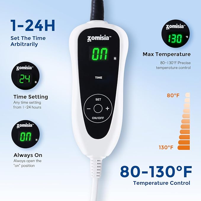 Heated Cat Bed Indoor - Adiustable Temperature Pet Heating Bed with Timer and Chew Resistant Cord, Washable Puppy Bed with Non-Slip Bottom, 21" x 21" x 8", Blue