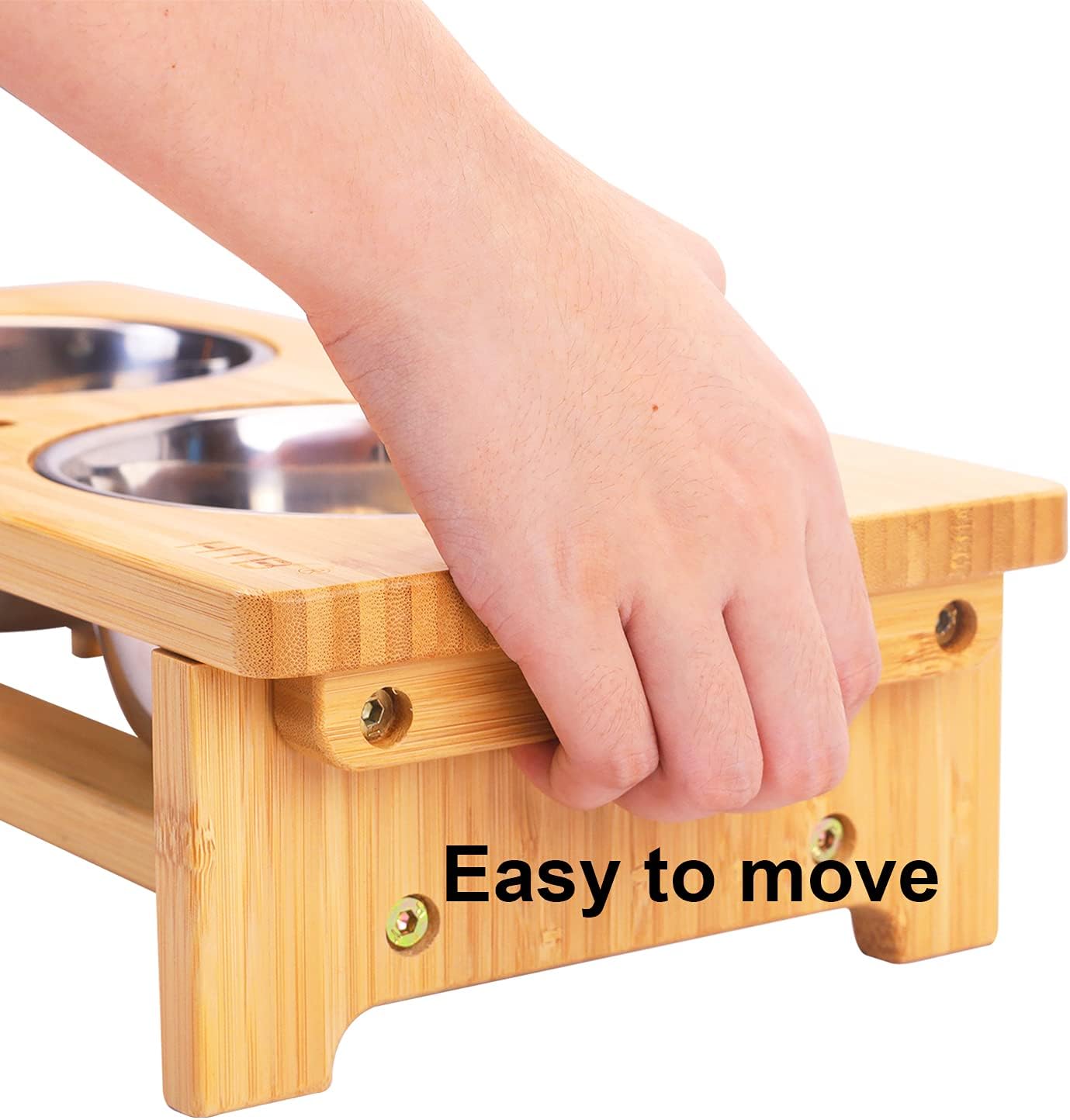 HTB Elevated Dog Bowls,Raised Dog Bowl Stand with 2 Stainless Steel Bowls, Elevated Raised Dog Bowls for Large Medium Small Sized Dogs