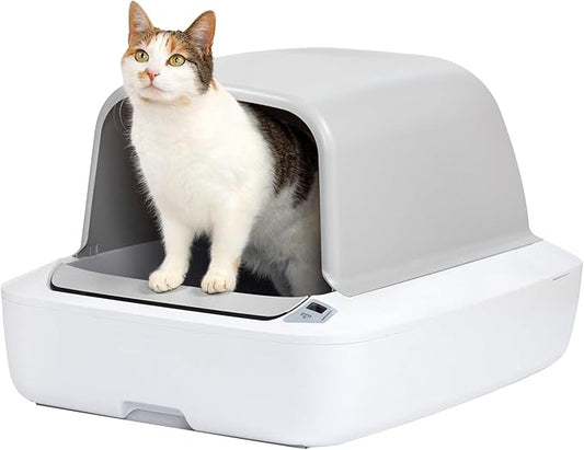 PetSafe ScoopFree Crystal Pro Automatic Self Cleaning Cat Litter Box System – Enclosed Front-Entry – Advanced Odor Control – Includes 1 Disposable Crystal Litter Tray – White (PAL00-18017)