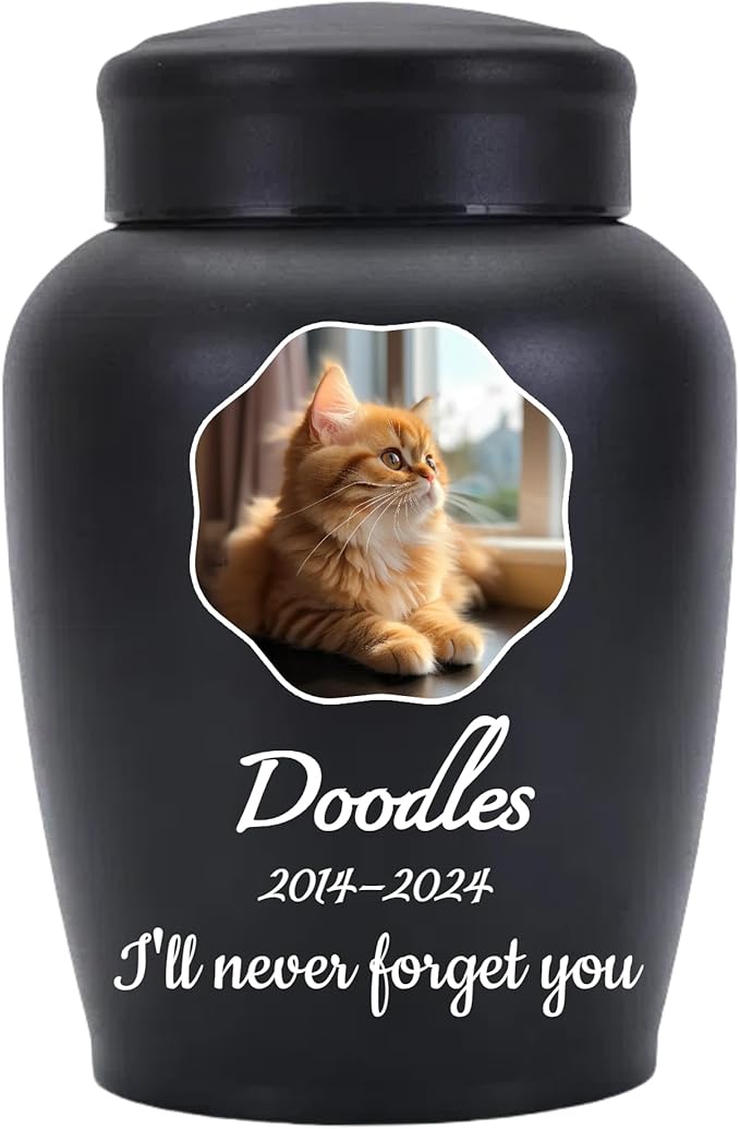 Personalized Cremation Urns for Pet Ashes, Custom Pet Name and Photo for Memorials Urns, 8.6 Inches Large Pet Urns for Dogs and Cats Ashes (Flower)