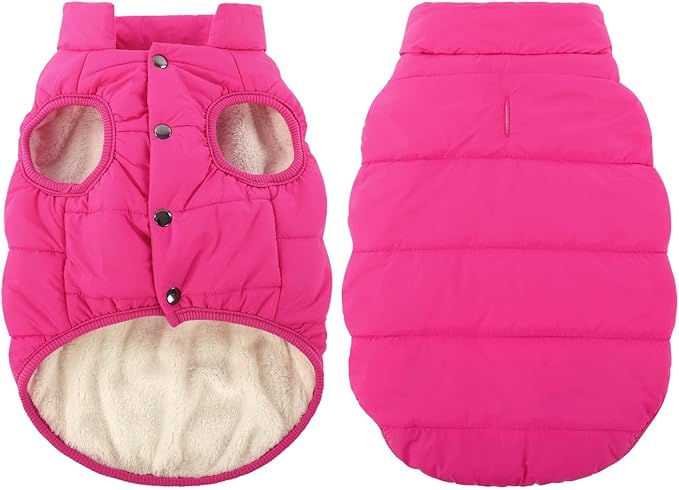 ASENKU Dog Winter Coat - Waterproof Windproof Dog Jacket, Warm Snowproof Doggie Puffer Vest for Cold Weather, Lightweight Snow Coats for Small Medium Large Dogs (Pink, 2XL)